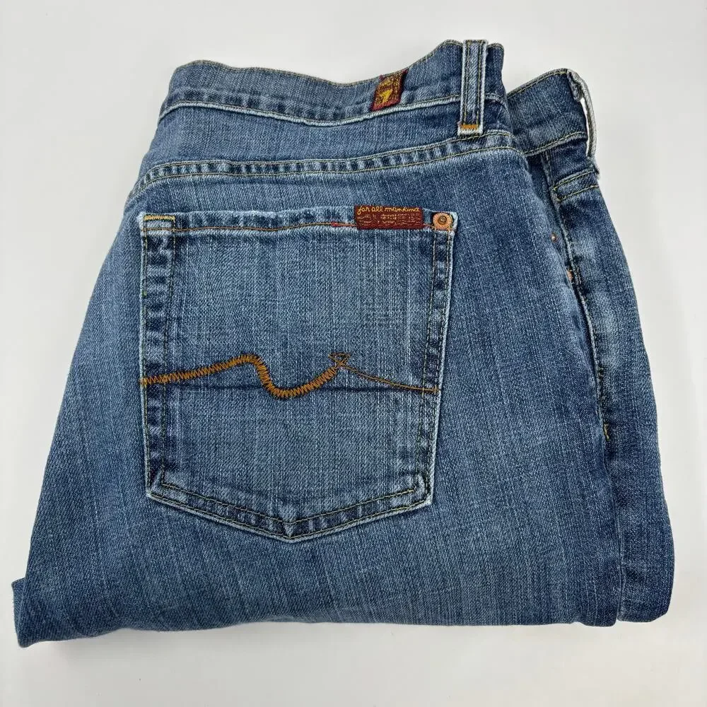 7 For All Mankind Mens 34x34 Blue Standard Button Fly 5 Pocket Jeans